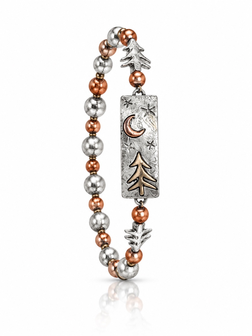 Silver-Tone Moon & Tree Beaded Bracelet - Women's Jewelry